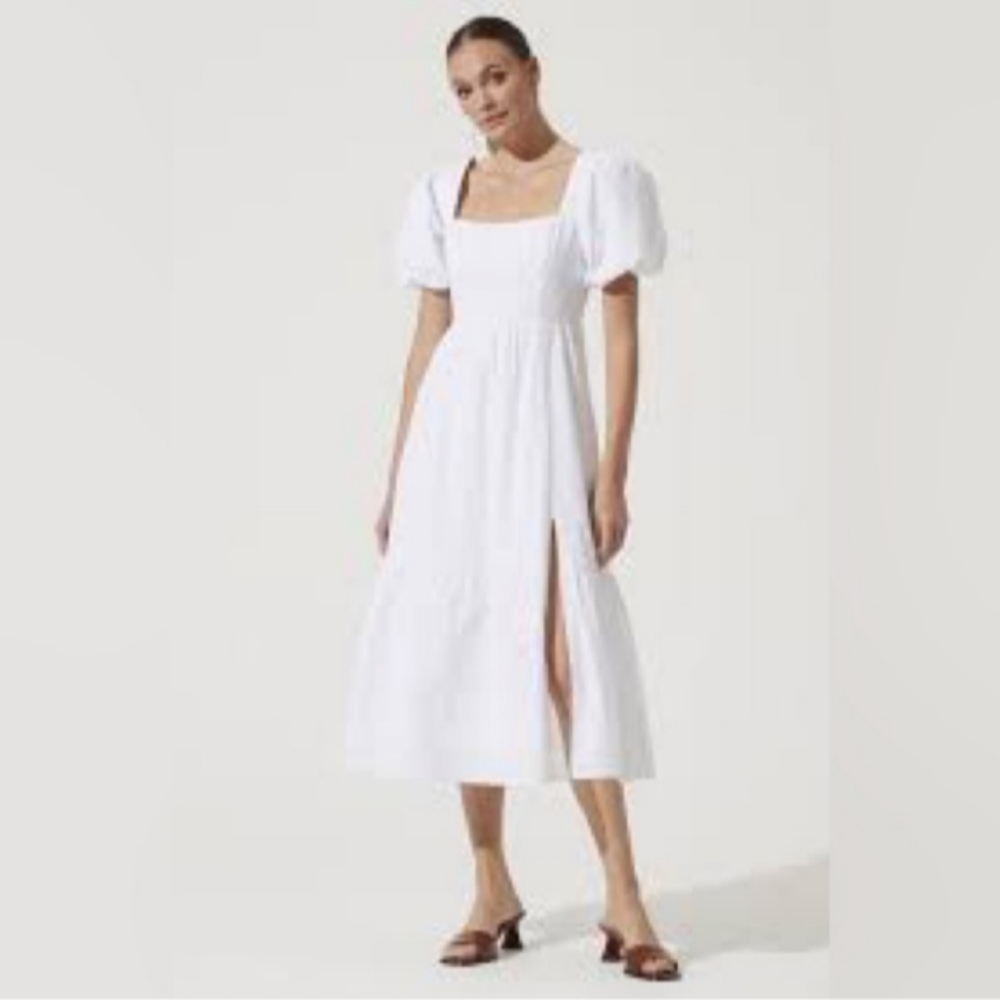 ASTR The Label White Cotton Ruffle Sweet Midi Dress | M